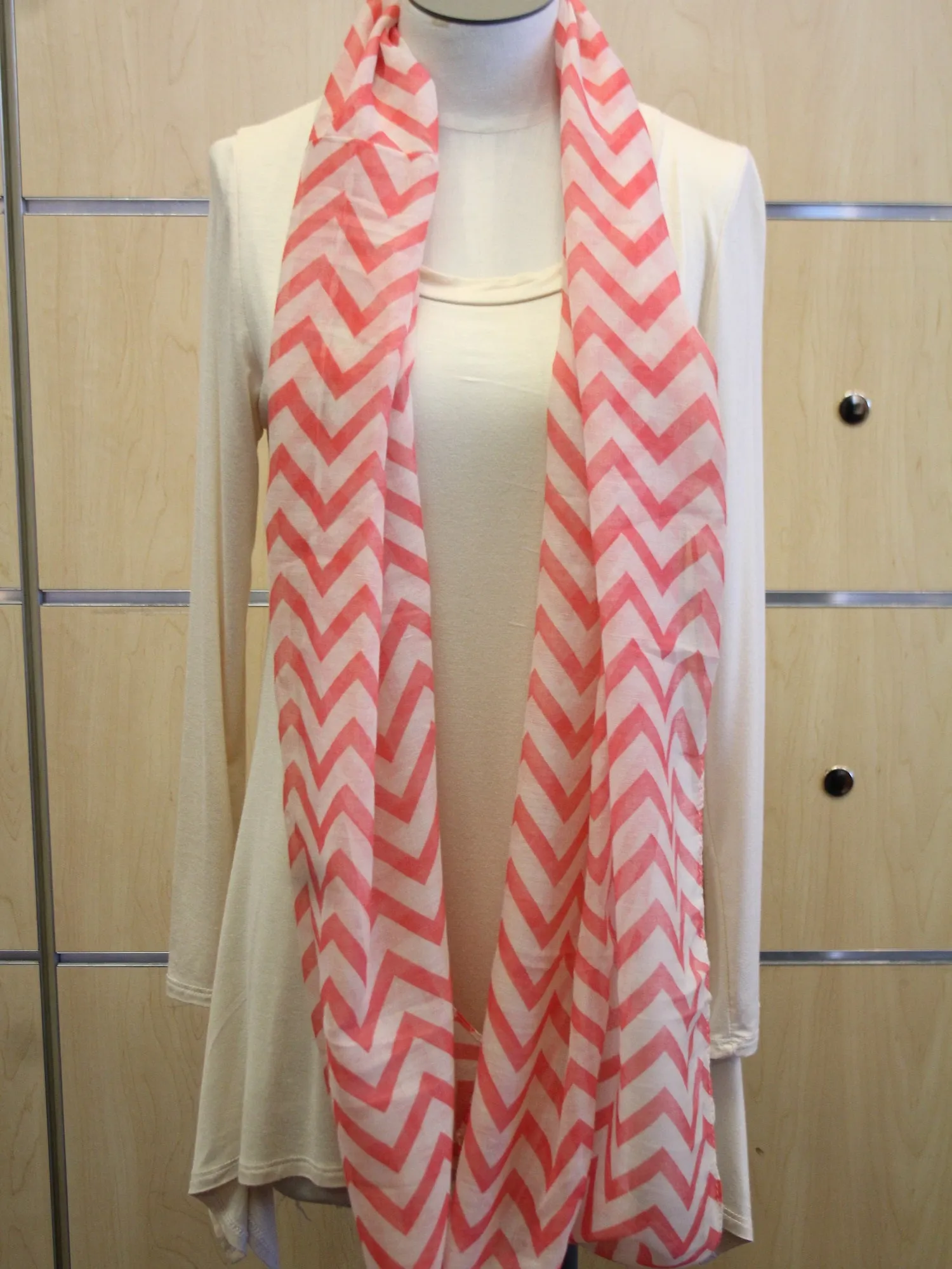 ADO | Infinity Coral and White Chevron Scarf