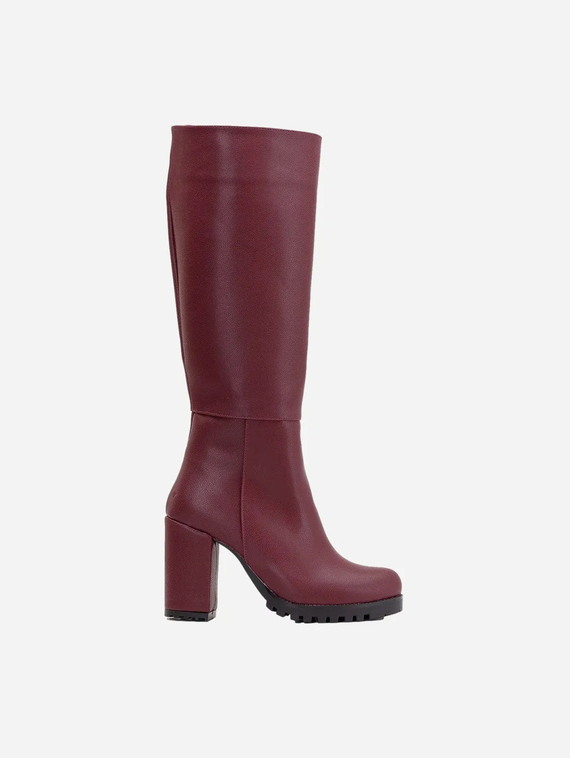 Alize Calf Platform Vegan Boots | Burgundy
