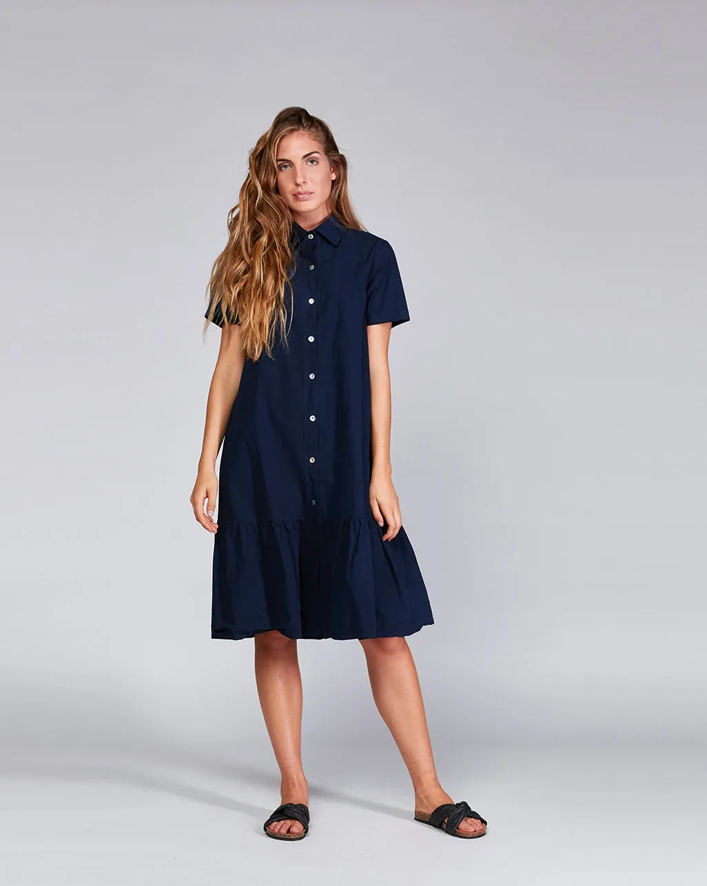Cotton Button-Up Shirtdress