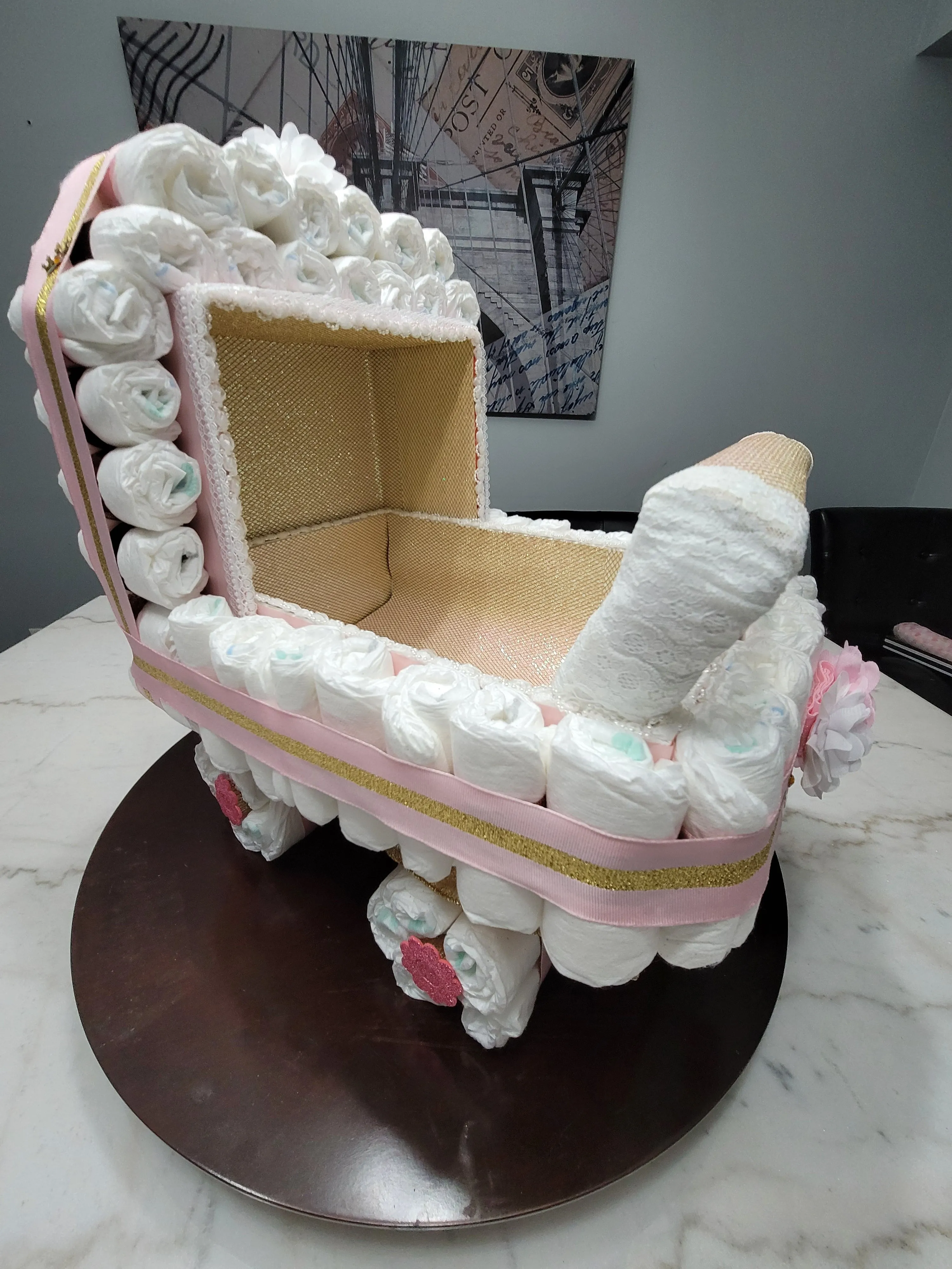 Diaper Cake - Baby Stroller (Girl)