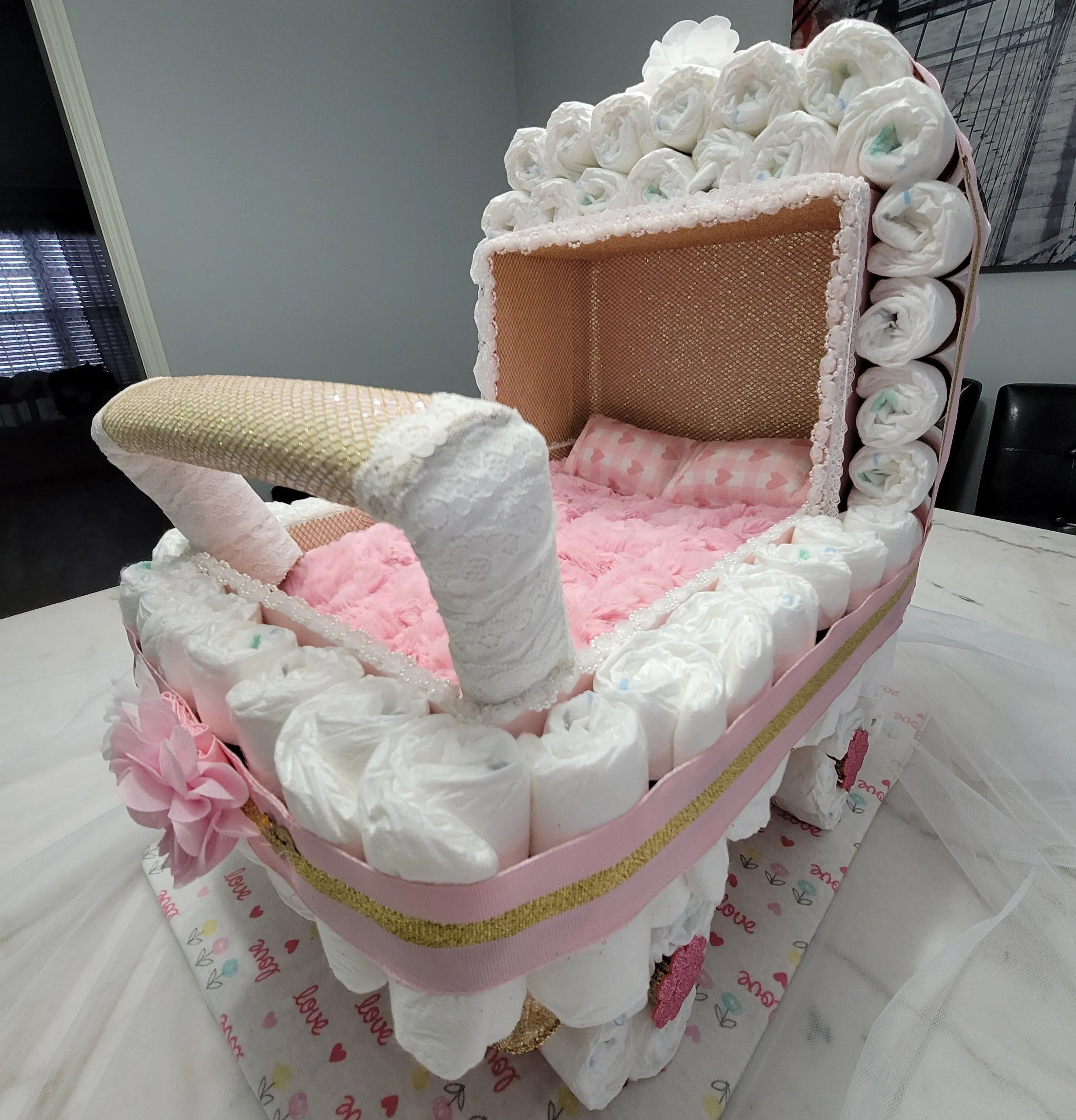 Diaper Cake - Baby Stroller (Girl)