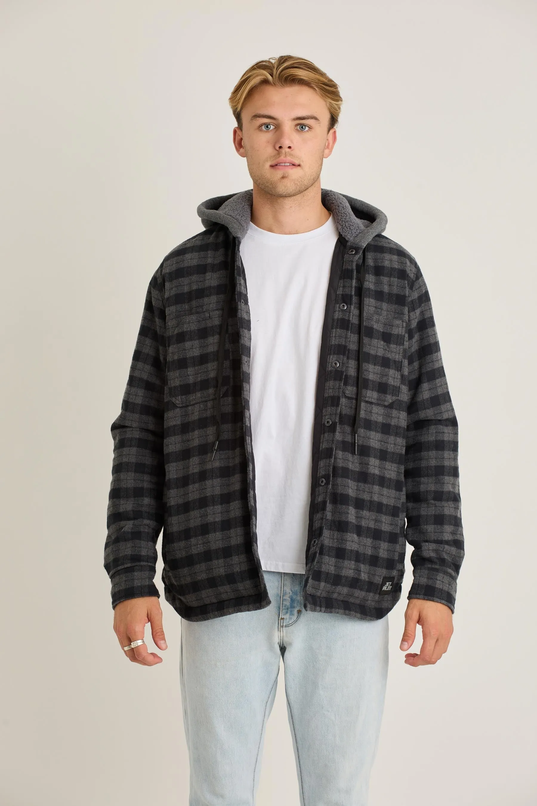 JP Quilted Sherpa Mens Jacket - Black