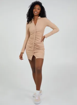 Long Sleeve Ribbed Mini Dress