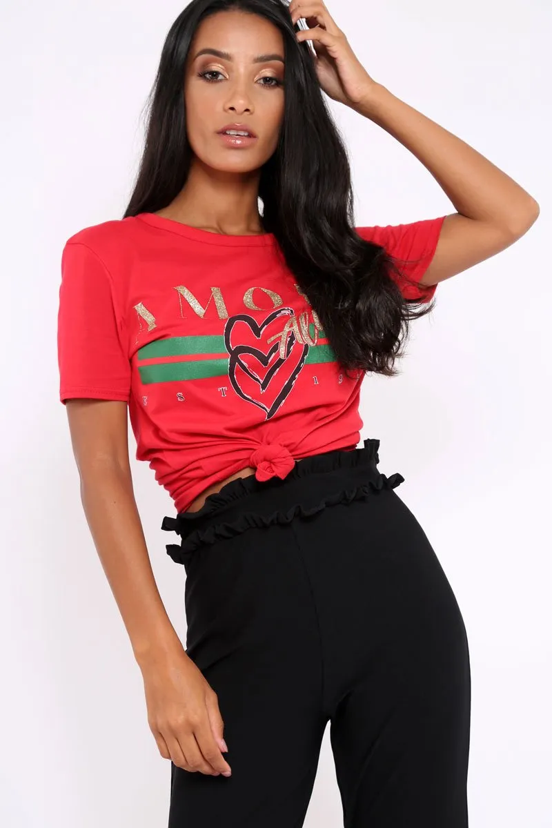 Red Amour Always Slogan T-shirt - Esmay