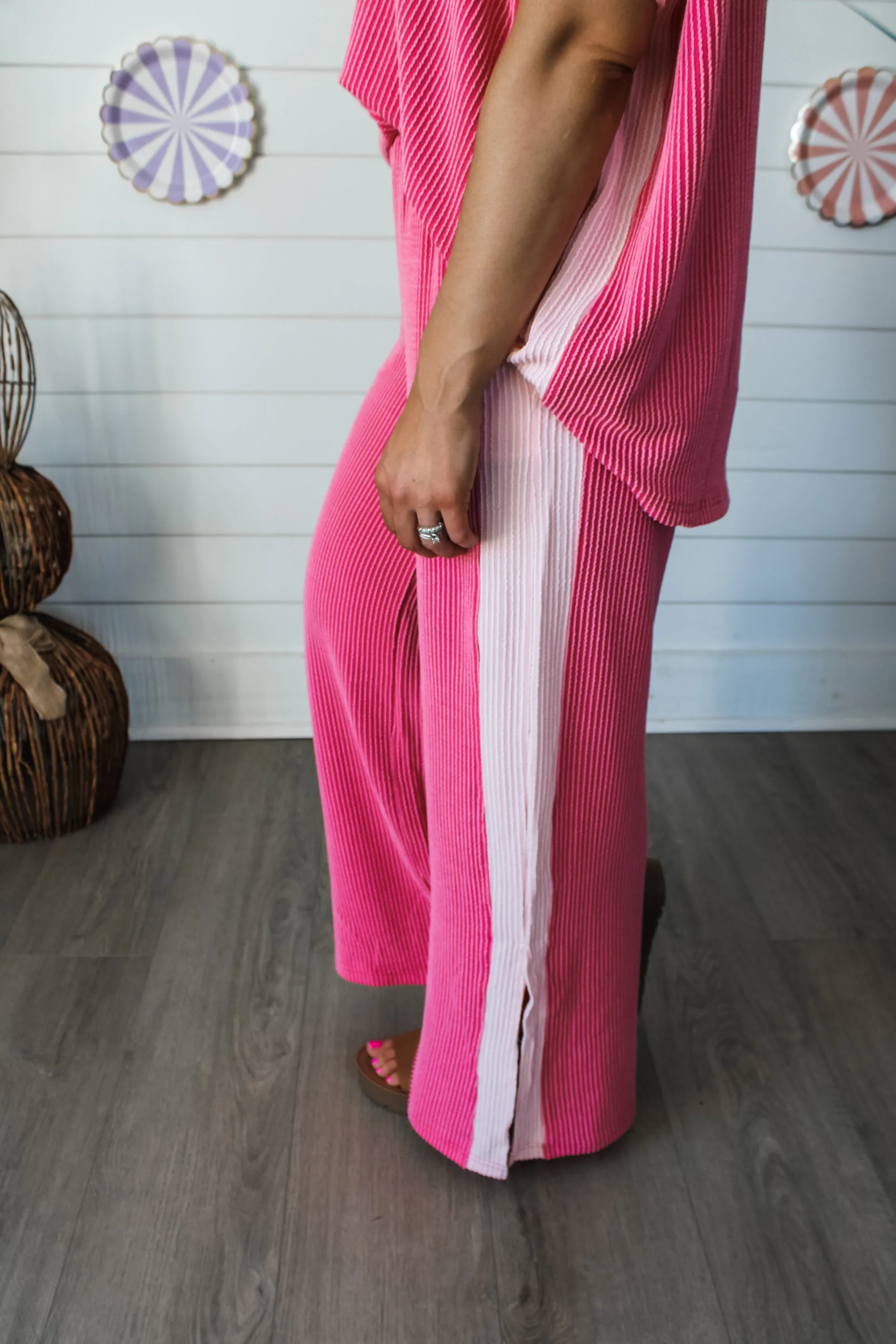 Spring Feeling Wide Leg Pants • Pink