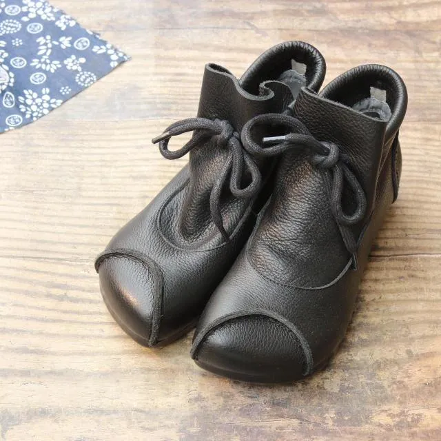 Women Boots Flat Genuine Leather