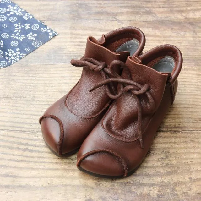 Women Boots Flat Genuine Leather
