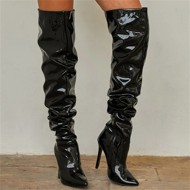 Women's Sexy High Heels Pointed Toe Knee Boots for Party